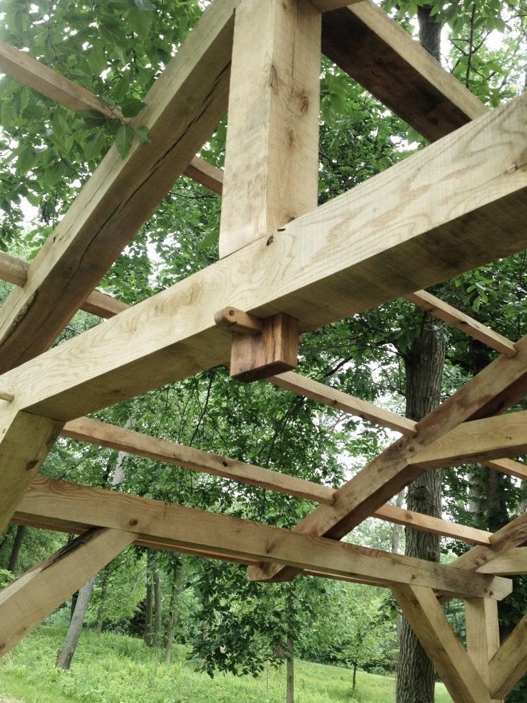 Timber Frame Joinery: 4 Joints and Details to Know 3 Wooden timber frame joint showing a through tenon protruding from a vertical post